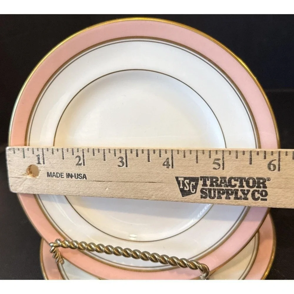 Royal Worcester Howard Pink Gold Trim Bread Butter Plate Plates Set Of 2 England